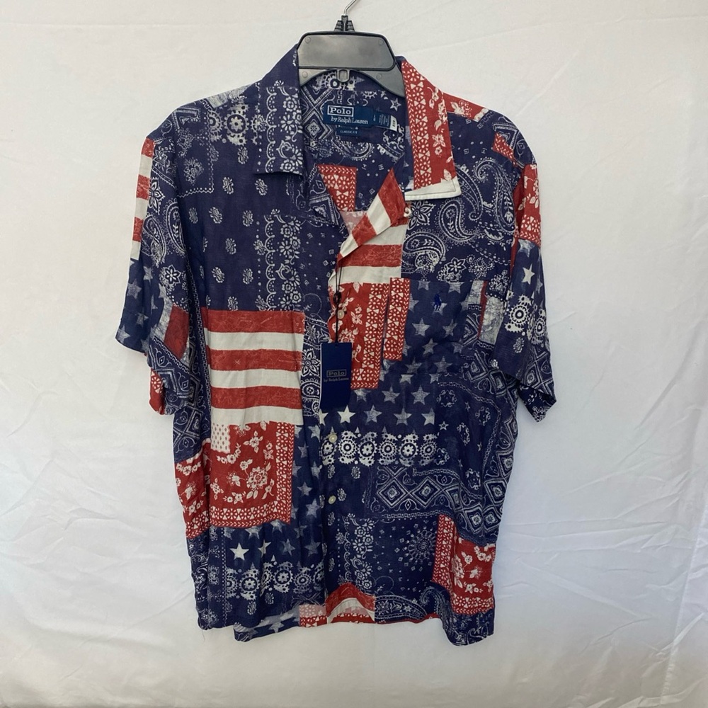Polo by Ralph Lauren Red and Blue Bandana Print Shirt